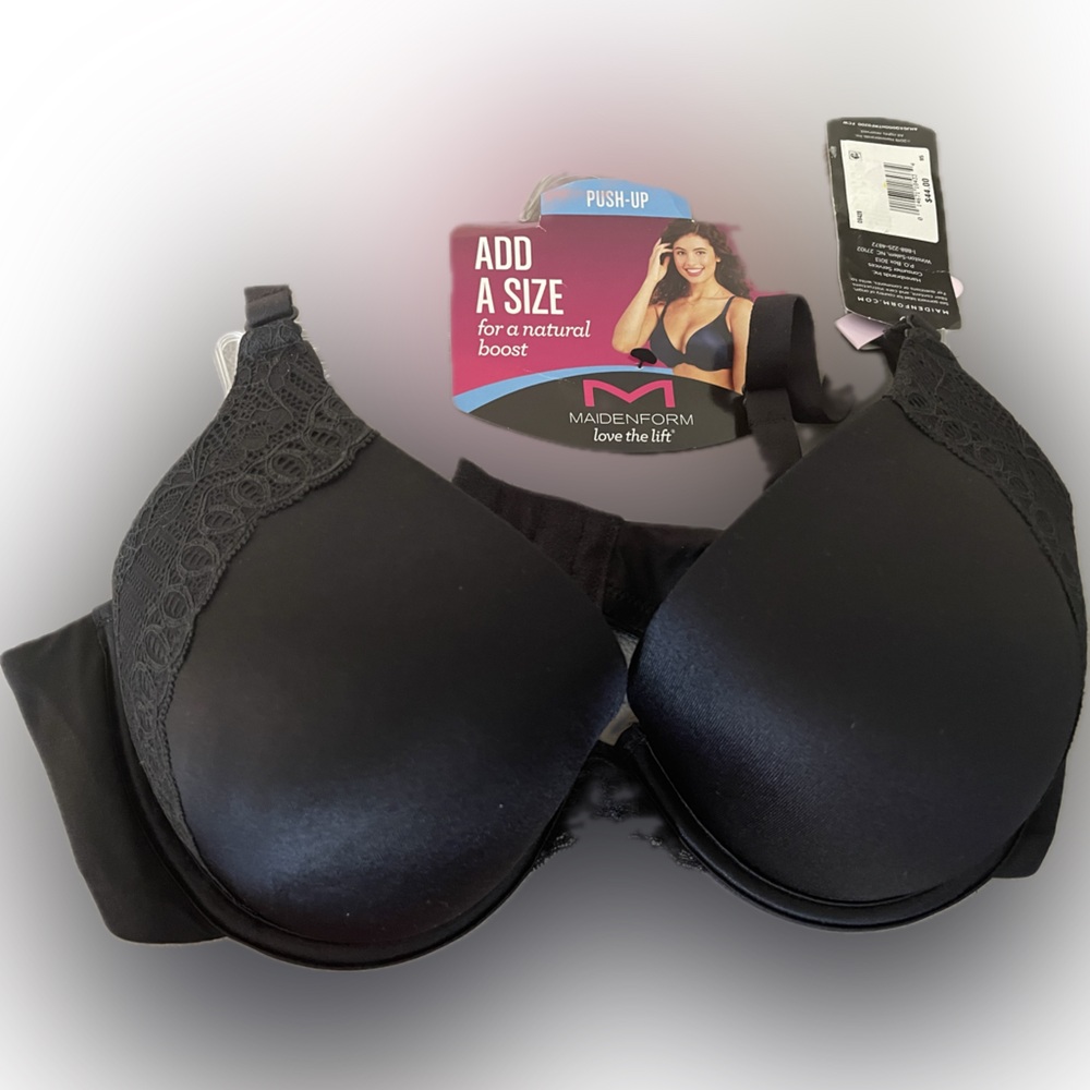 Maidenform Women's Custom Lift Natural Boost Demi 34D Push up Bra Black